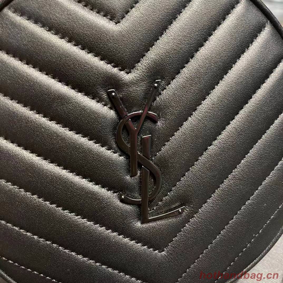 SAINT LAURENT VINYLE ROUND CAMERA BAG IN CHEVRON-QUILTED GRAIN DE POUDRE EMBOSSED LEATHER 6104361 black SAINT LAURENT VINYLE ROUND CAMERA BAG IN CHEVRON-QUILTED GRAIN DE POUDRE EMBOSSED LEATHER 6104361 black