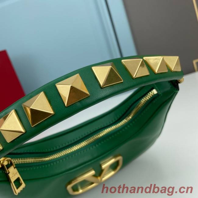 VALENTINO GARAVANI STUD SIGN Calf Leather Hobo bag 1W2B0K69 green