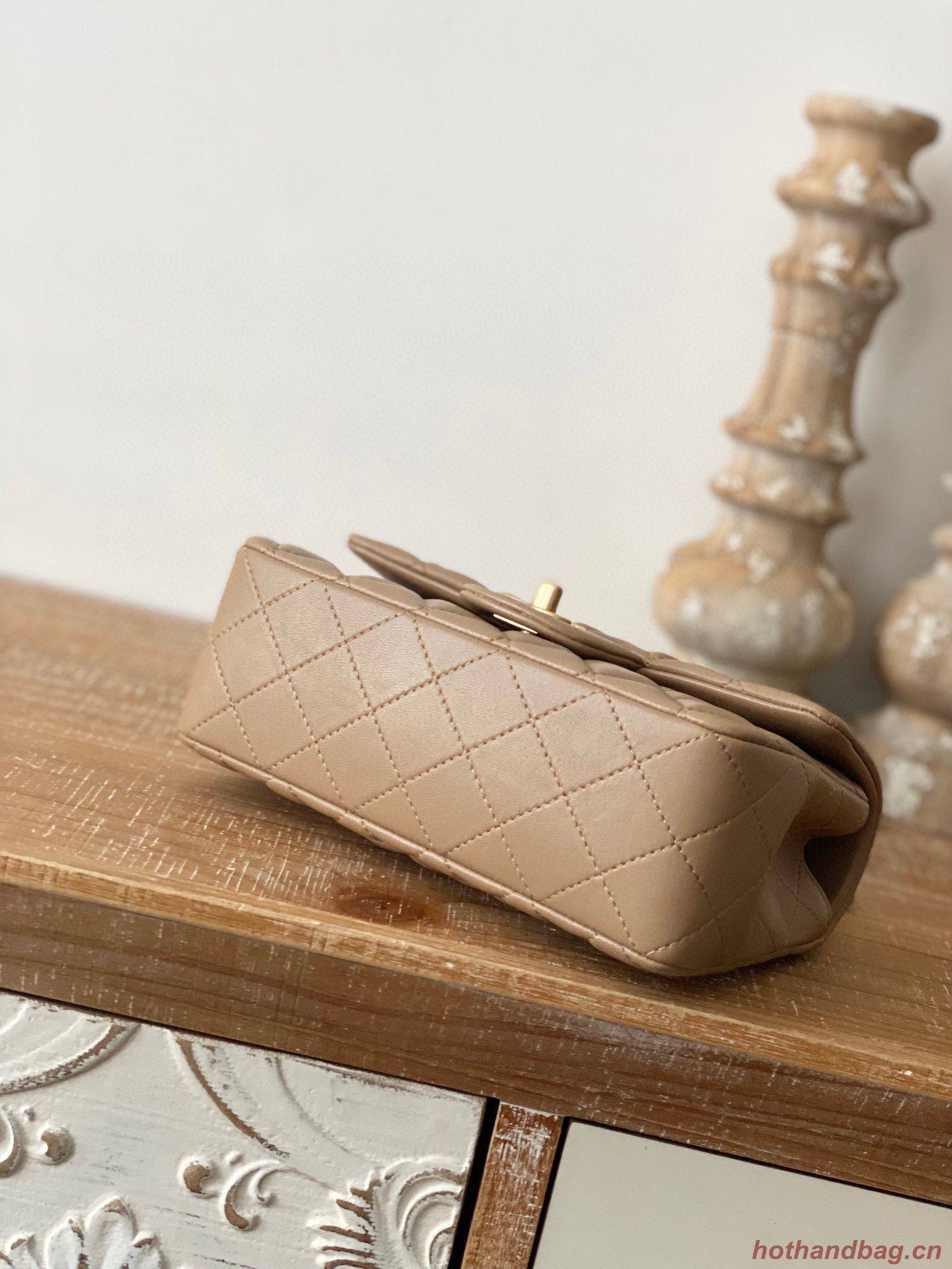 CHANEL 22B mini flap bag with Gold hardware top handle AS2431 Khaki CHANEL 22B mini flap bag with Gold hardware top handle AS2431 Khaki