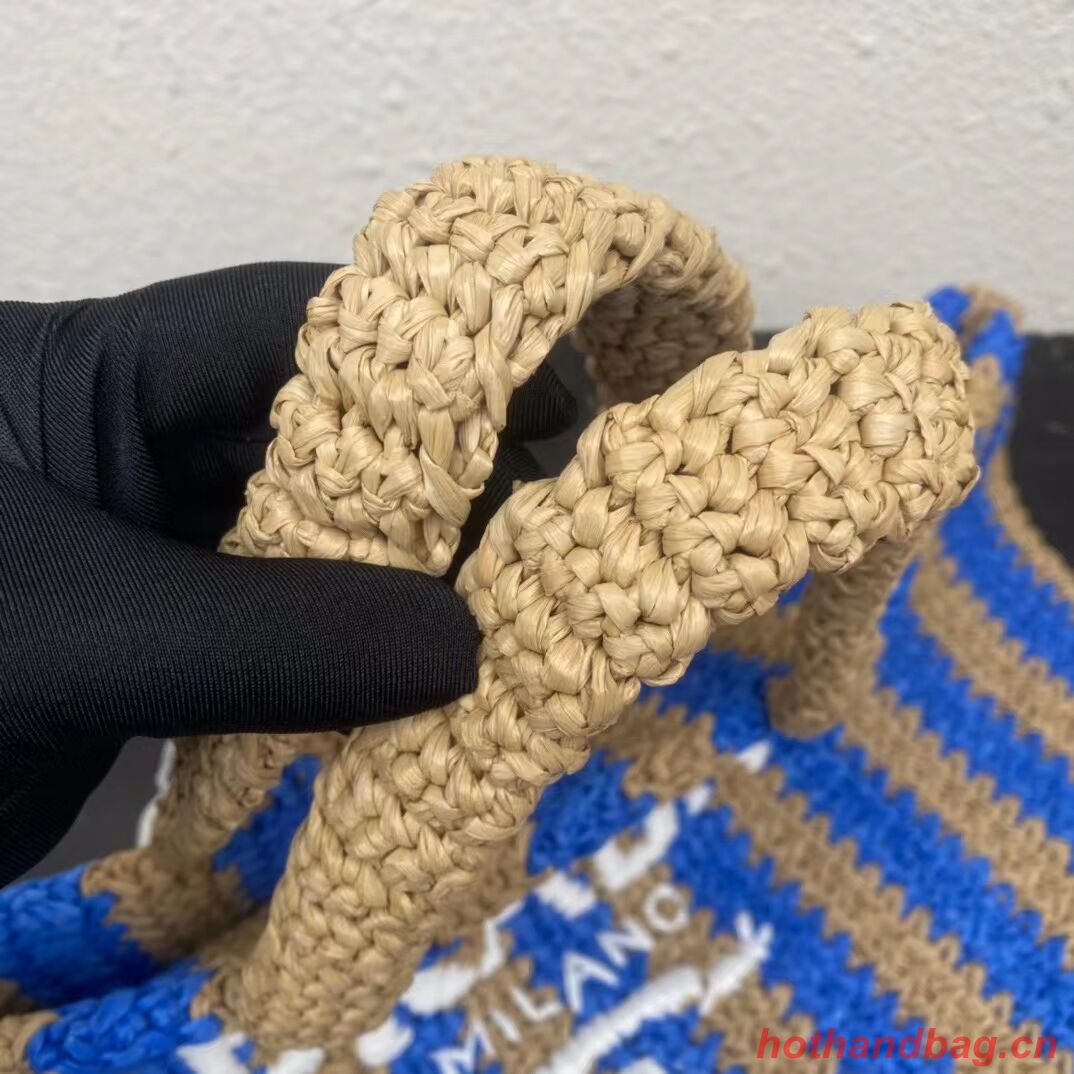 Prada Raffia tote bag 1NE229 blue Prada Raffia tote bag 1NE229 blue