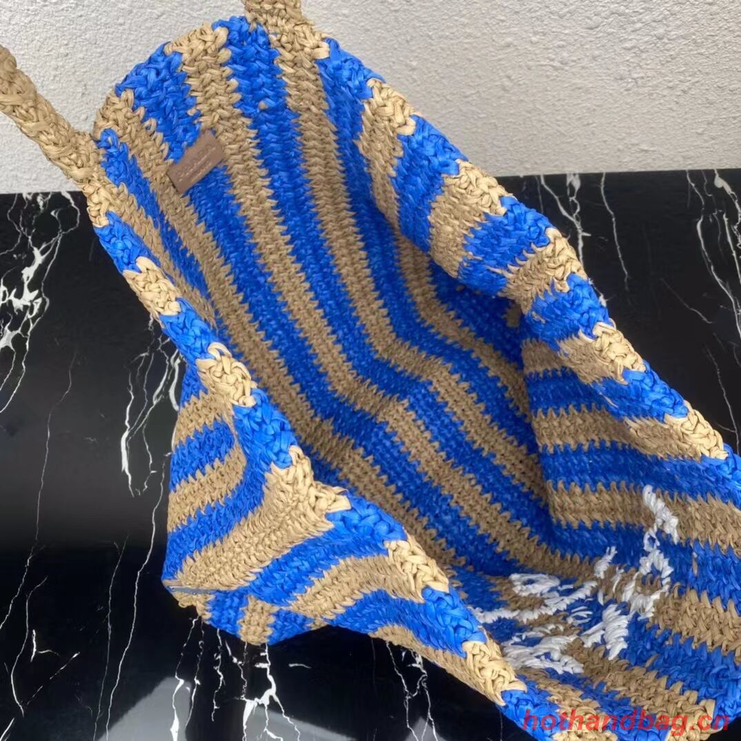 Prada Raffia tote bag 1NE229 blue Prada Raffia tote bag 1NE229 blue