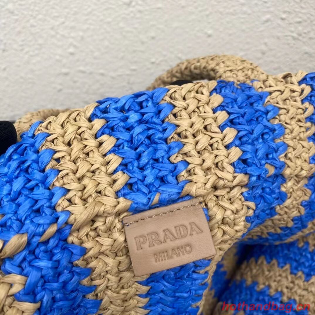 Prada Raffia tote bag 1NE229 blue Prada Raffia tote bag 1NE229 blue