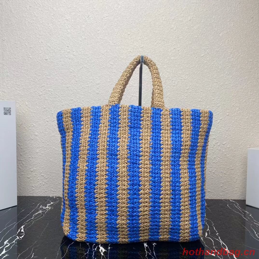 Prada Raffia tote bag 1NE229 blue Prada Raffia tote bag 1NE229 blue