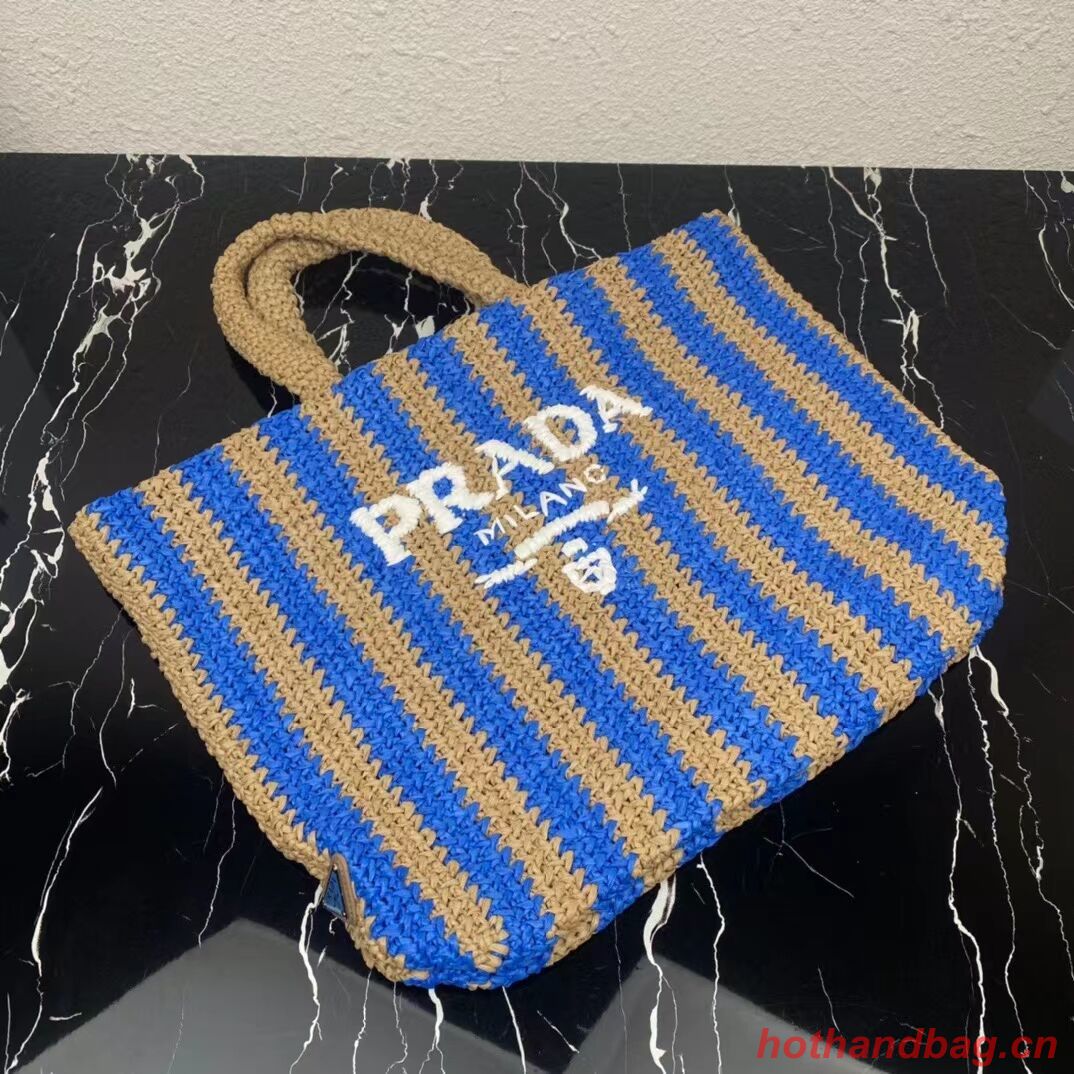 Prada Raffia tote bag 1NE229 blue Prada Raffia tote bag 1NE229 blue