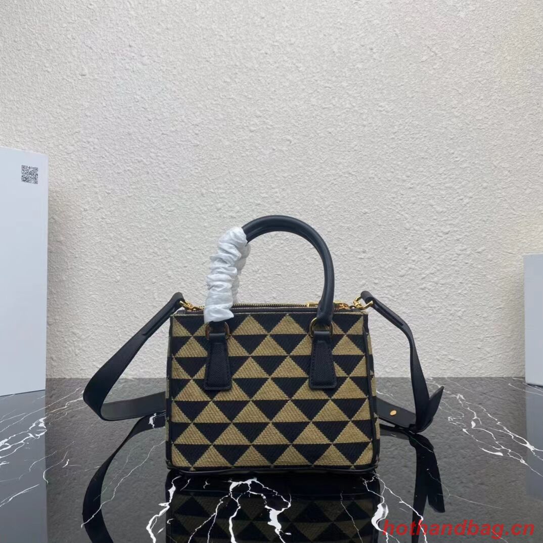 Prada Galleria embroidered jacquard fabric mini bag 1BA906 black Prada Galleria embroidered jacquard fabric mini bag 1BA906 black