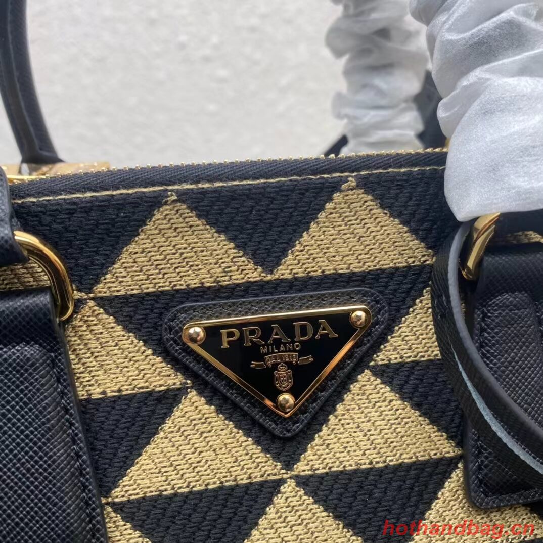 Prada Galleria embroidered jacquard fabric mini bag 1BA906 black Prada Galleria embroidered jacquard fabric mini bag 1BA906 black