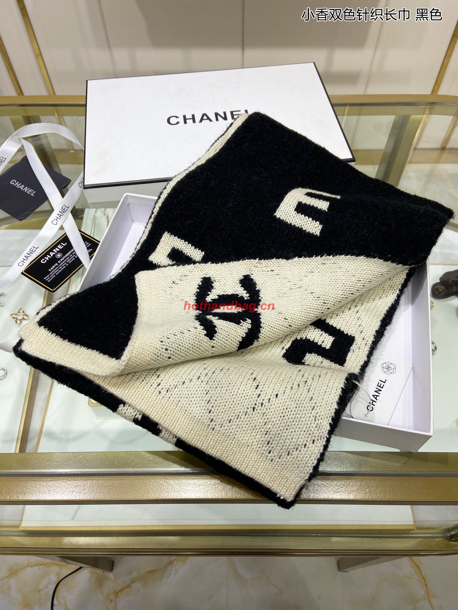 Chanel Wool Scarf CS56980 Black&White Chanel Wool Scarf CS56980 Black&White