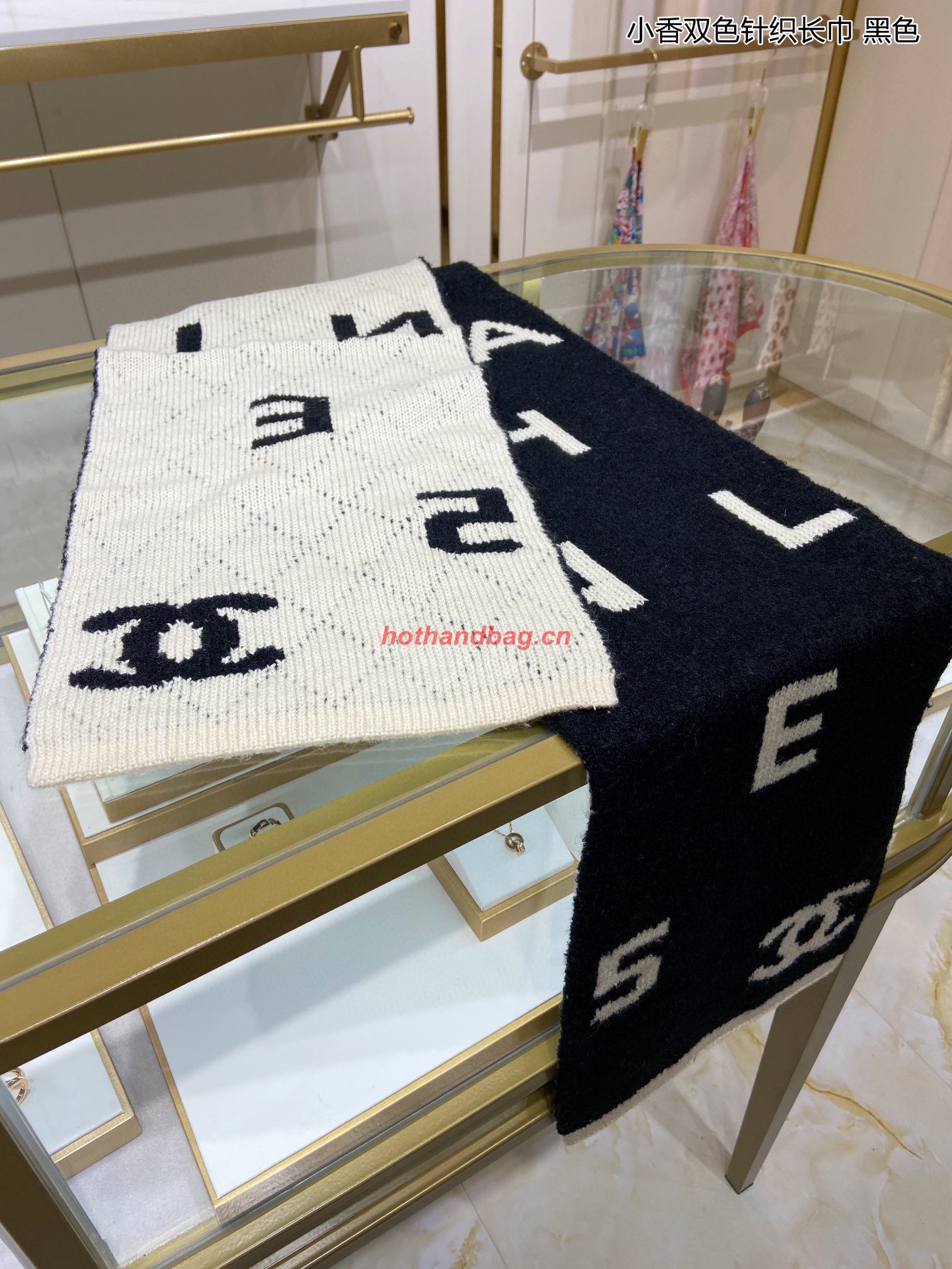 Chanel Wool Scarf CS56980 Black&White Chanel Wool Scarf CS56980 Black&White