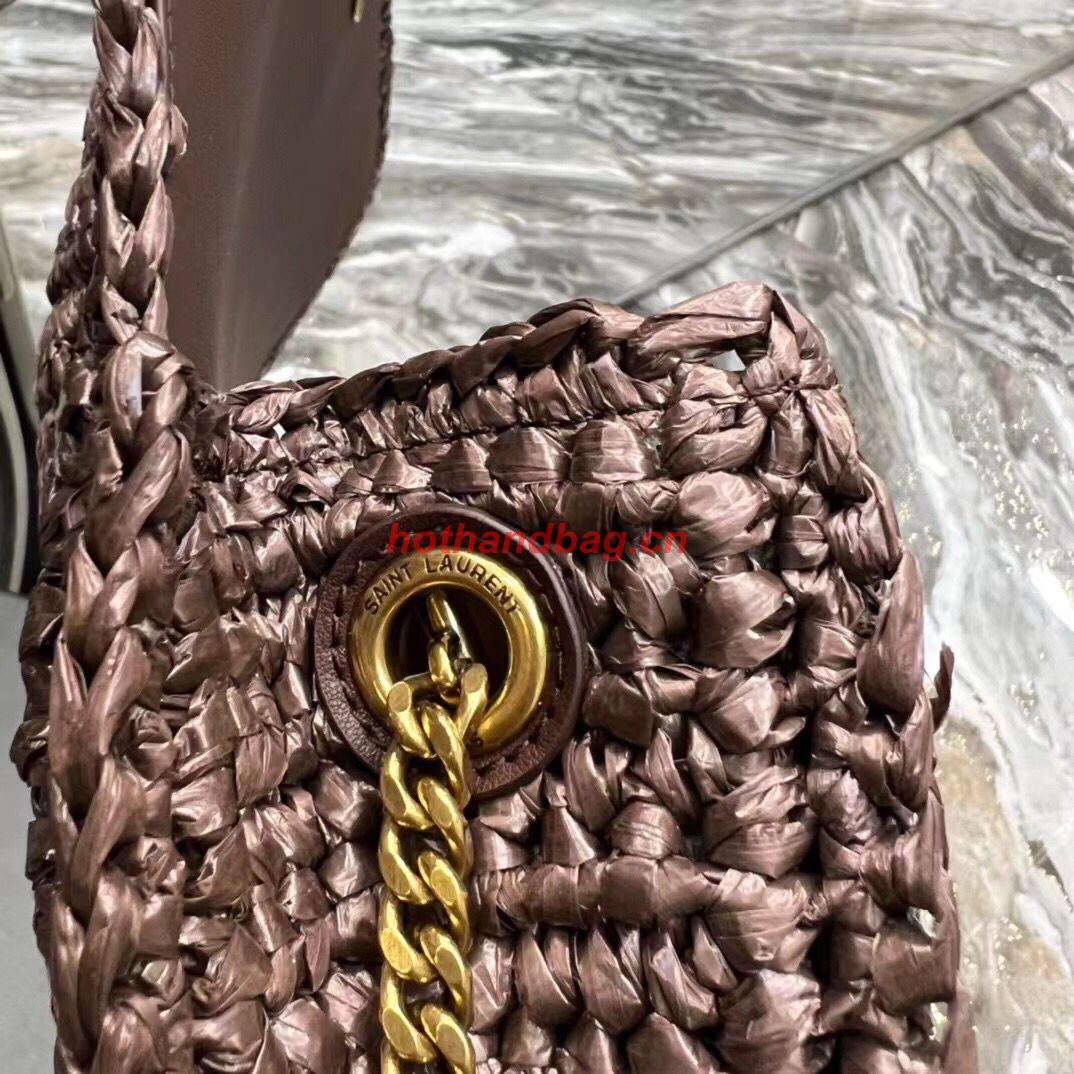 SAINT LAUREN KATE 99 CHAIN BAG WITH TASSEL IN RAFFIA Y664276 Coffee SAINT LAUREN KATE 99 CHAIN BAG WITH TASSEL IN RAFFIA Y664276 Coffee