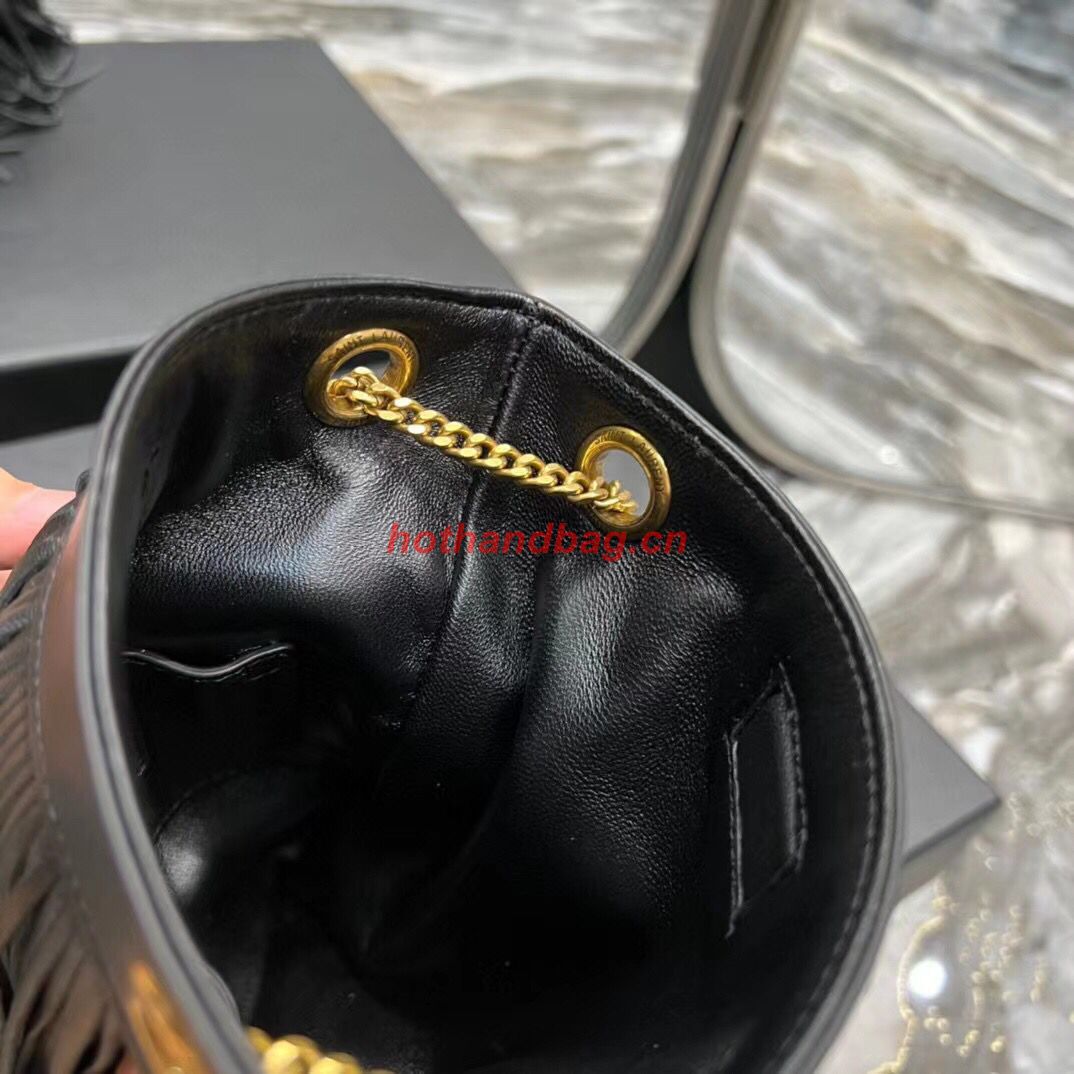 SAINT LAURENT SMALL CHAIN BAG IN SMOOTH LEATHER WITH FRINGES 683378 BLACK SAINT LAURENT SMALL CHAIN BAG IN SMOOTH LEATHER WITH FRINGES 683378 BLACK