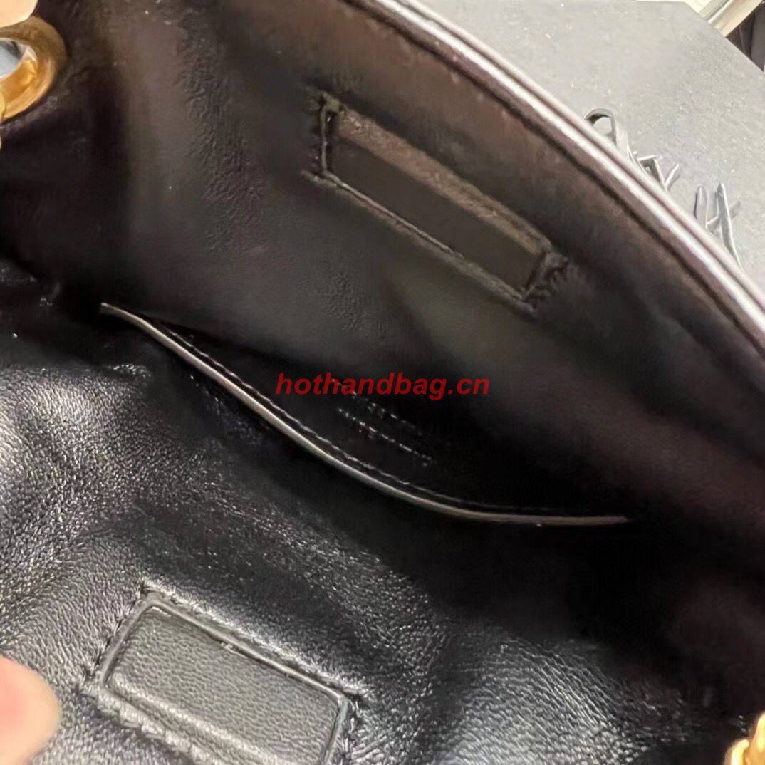 SAINT LAURENT SMALL CHAIN BAG IN SMOOTH LEATHER WITH FRINGES 683378 BLACK SAINT LAURENT SMALL CHAIN BAG IN SMOOTH LEATHER WITH FRINGES 683378 BLACK