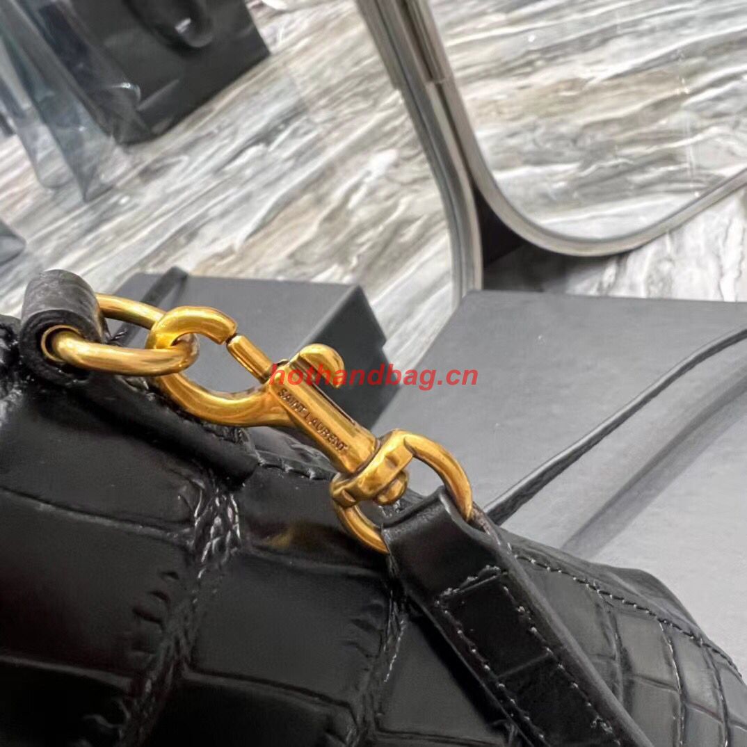 SAINT LAUREN shoulder bag IN CROCODILE-EMBOSSED LEATHER Y722366 black SAINT LAUREN shoulder bag IN CROCODILE-EMBOSSED LEATHER Y722366 black