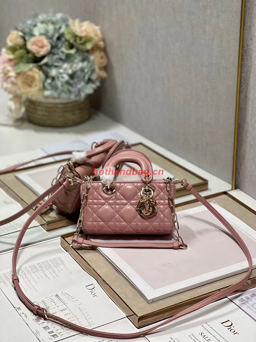 DIOR MICRO LADY D-JOY BAG Cannage Lambskin S0910 pink DIOR MICRO LADY D-JOY BAG Cannage Lambskin S0910 pink