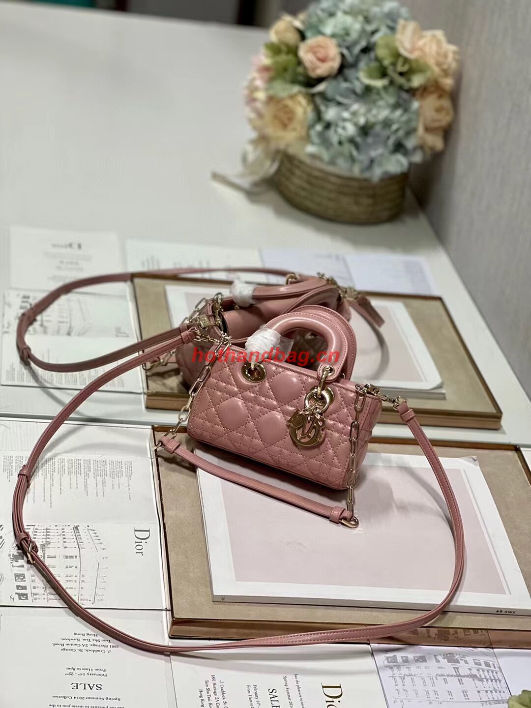 DIOR MICRO LADY D-JOY BAG Cannage Lambskin S0910 pink DIOR MICRO LADY D-JOY BAG Cannage Lambskin S0910 pink