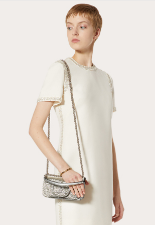 VALENTINO MINI LOCO imitation crystal shoulder bag WB0K53SL silver VALENTINO MINI LOCO imitation crystal shoulder bag WB0K53SL silver