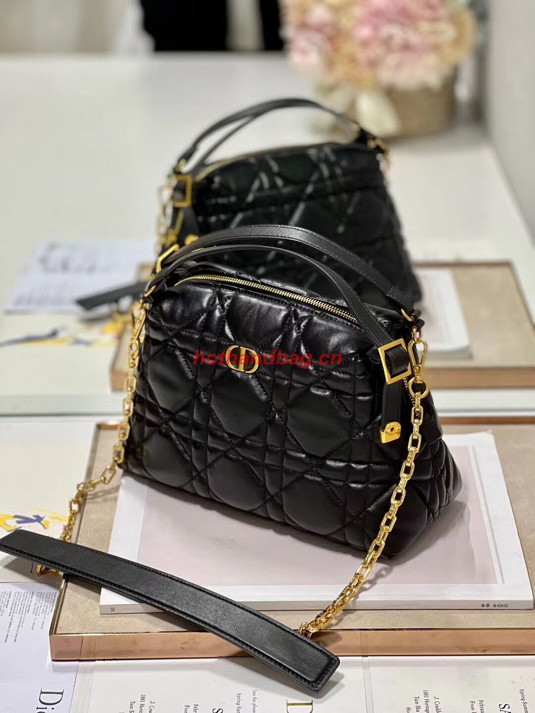 LADY DIOR TOP HANDLE SMALL BAG Latte Cannage Lambskin C0656 BLACK LADY DIOR TOP HANDLE SMALL BAG Latte Cannage Lambskin C0656 BLACK