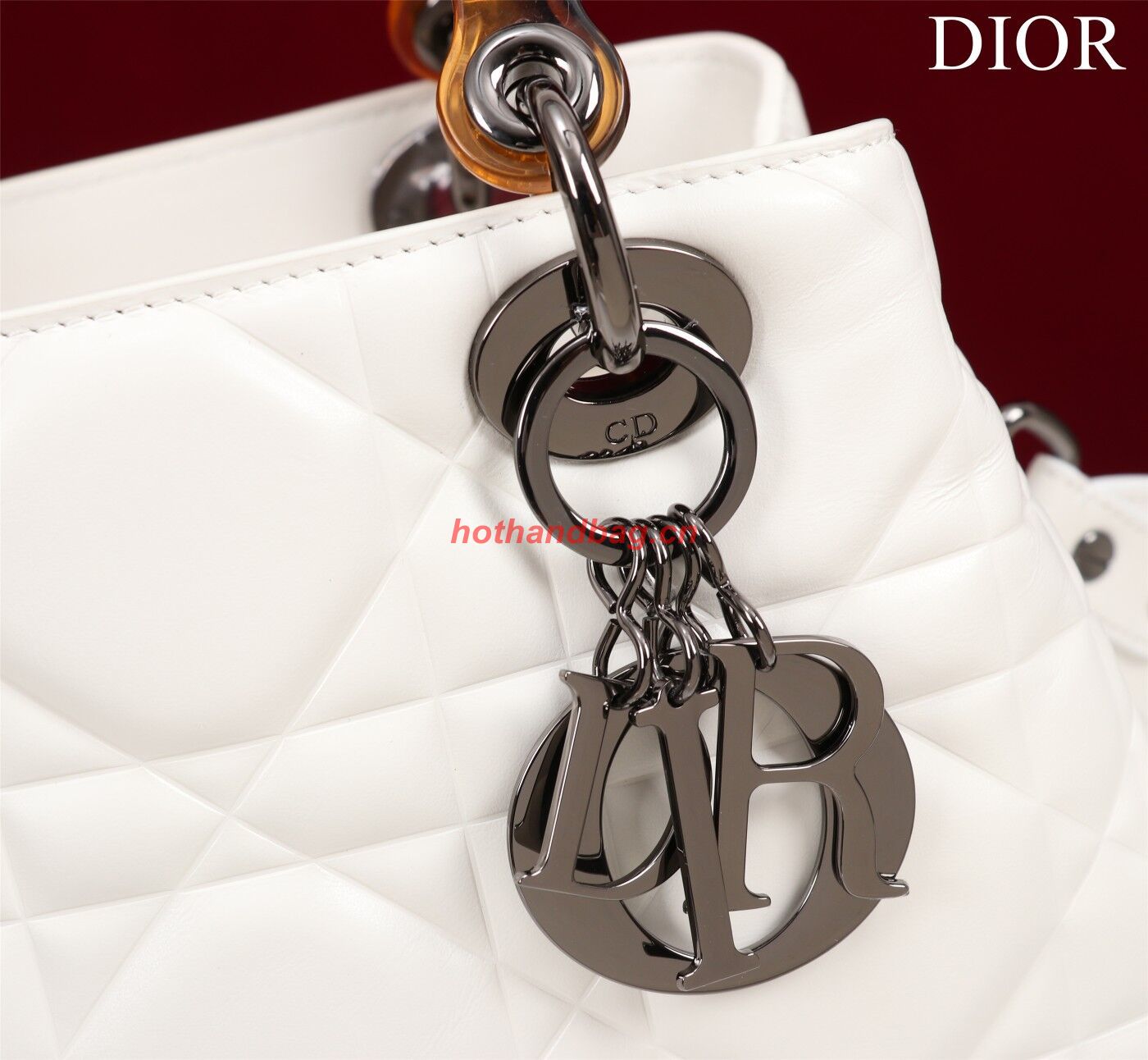 LADY DIOR TOP HANDLE SMALL BAG Latte Cannage Lambskin C0963 WHITE LADY DIOR TOP HANDLE SMALL BAG Latte Cannage Lambskin C0963 WHITE