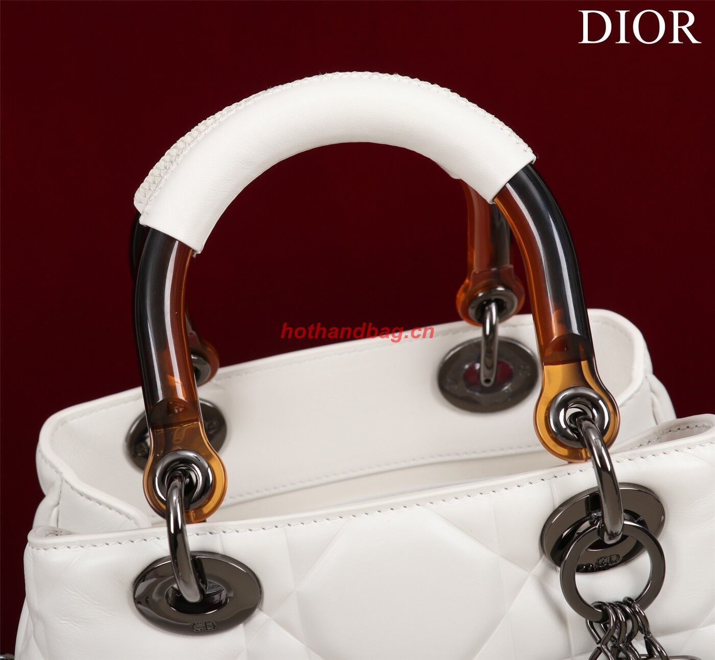 LADY DIOR TOP HANDLE SMALL BAG Latte Cannage Lambskin C0963 WHITE LADY DIOR TOP HANDLE SMALL BAG Latte Cannage Lambskin C0963 WHITE