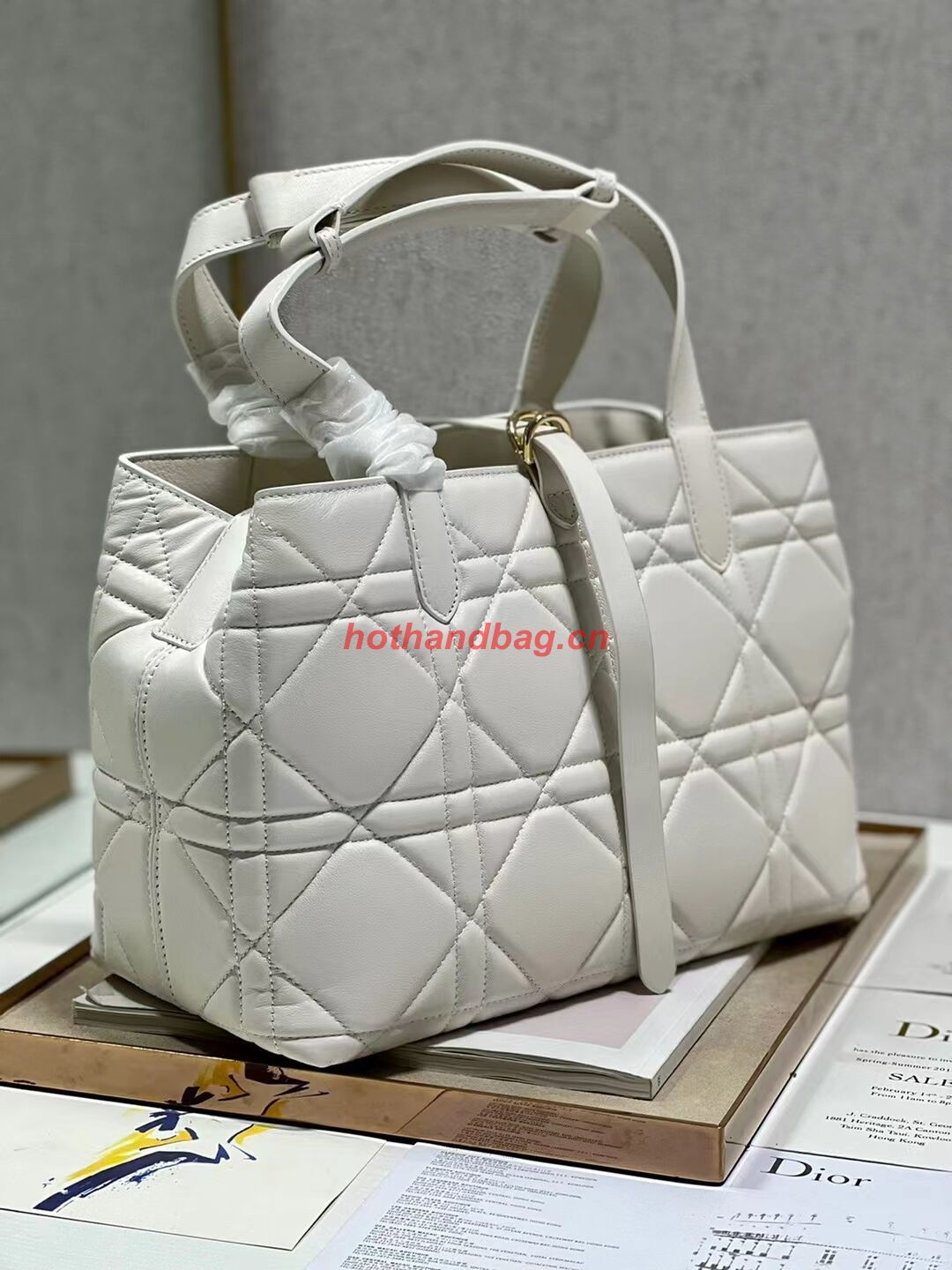 DIOR TOP HANDLE MEDIUM BAG Latte Cannage Lambskin C0089 WHITE&GOLD DIOR TOP HANDLE MEDIUM BAG Latte Cannage Lambskin C0089 WHITE&GOLD