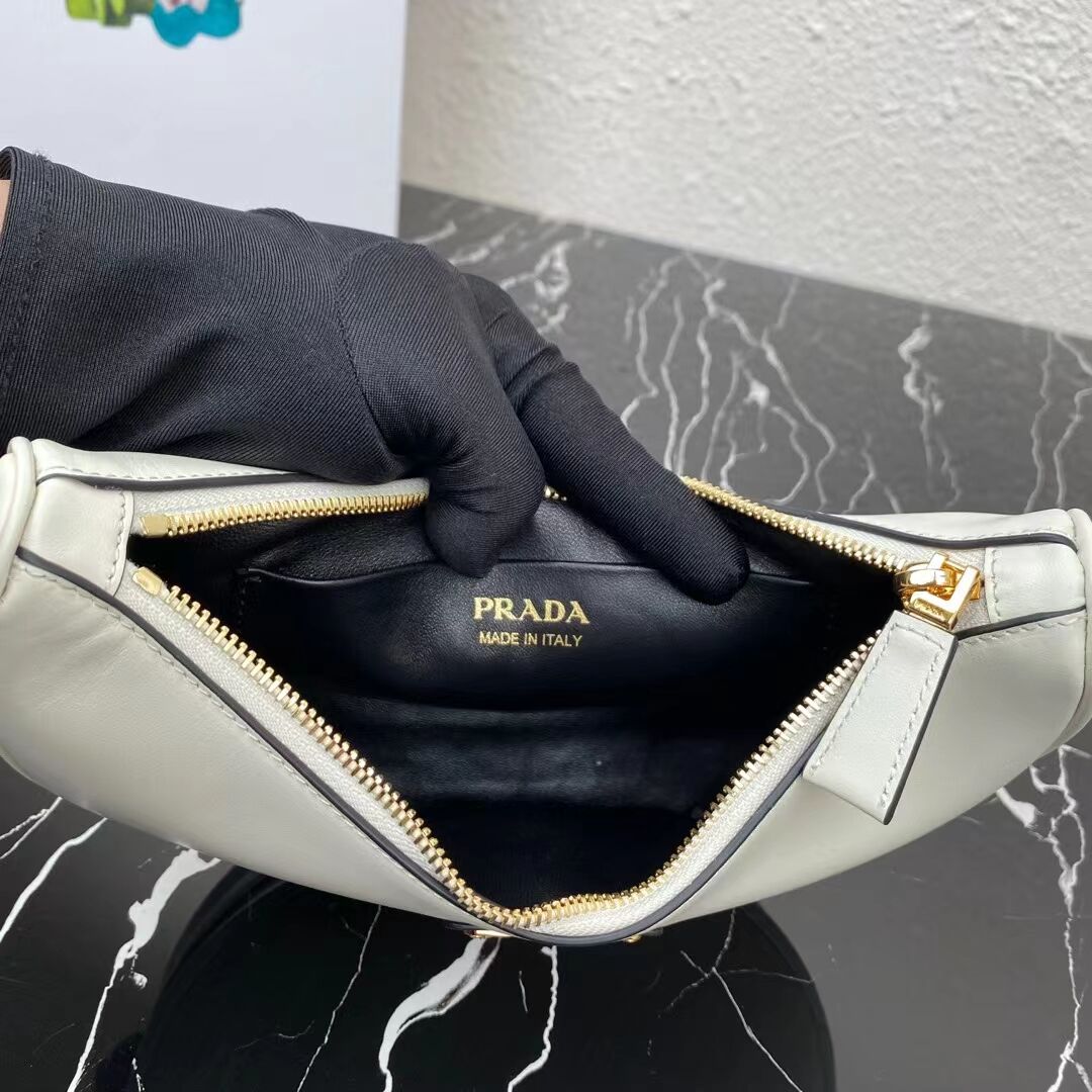 Prada leather shoulder bag 1BC194 white Prada leather shoulder bag 1BC194 white