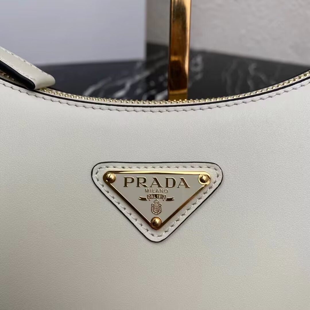 Prada leather shoulder bag 1BC194 white Prada leather shoulder bag 1BC194 white