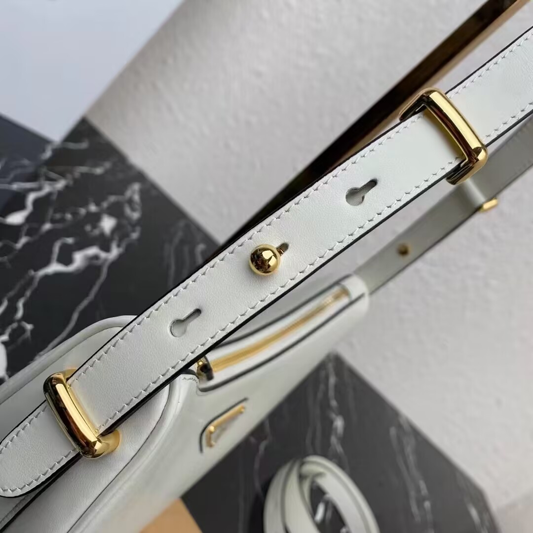 Prada leather shoulder bag 1BC194 white Prada leather shoulder bag 1BC194 white