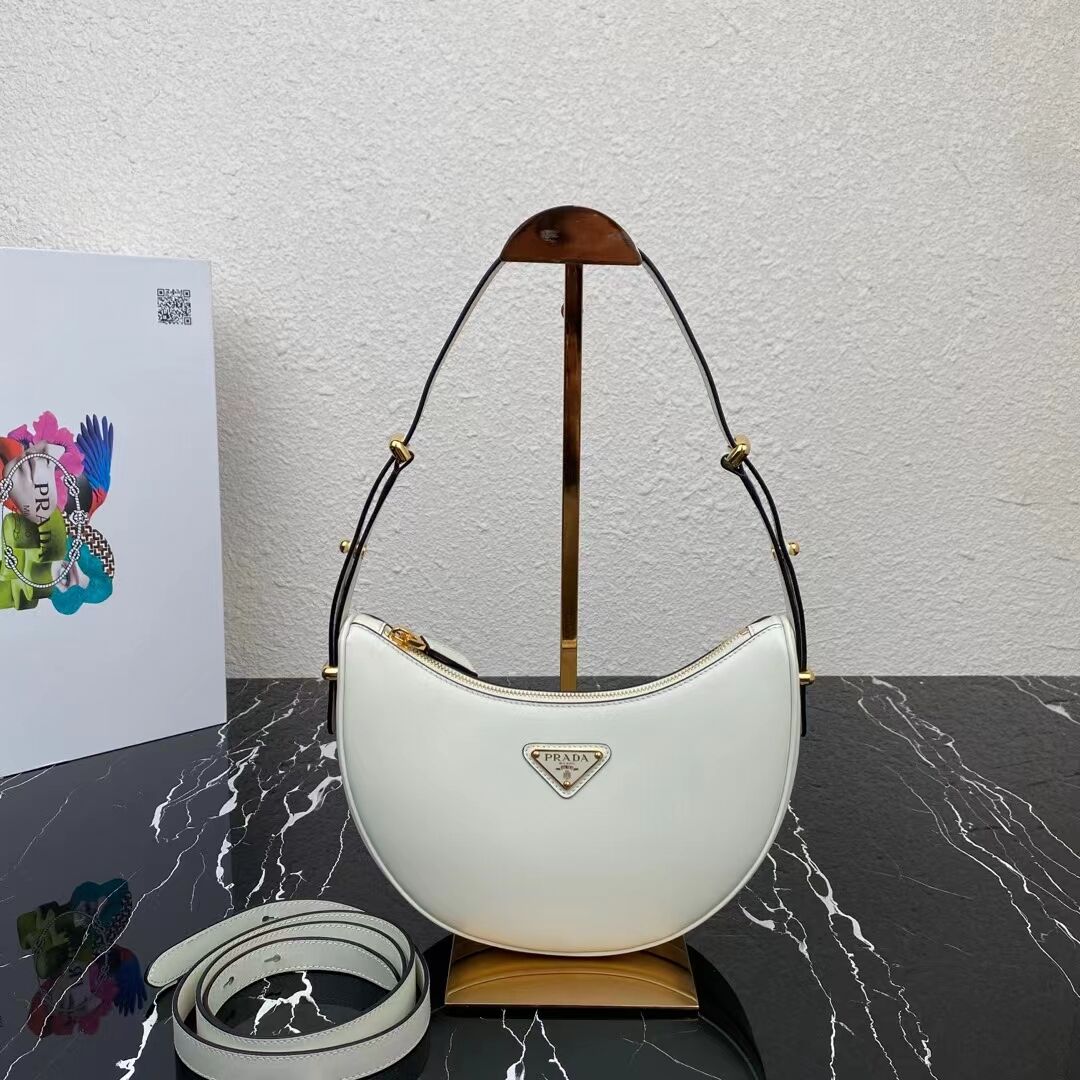 Prada leather shoulder bag 1BC194 white Prada leather shoulder bag 1BC194 white