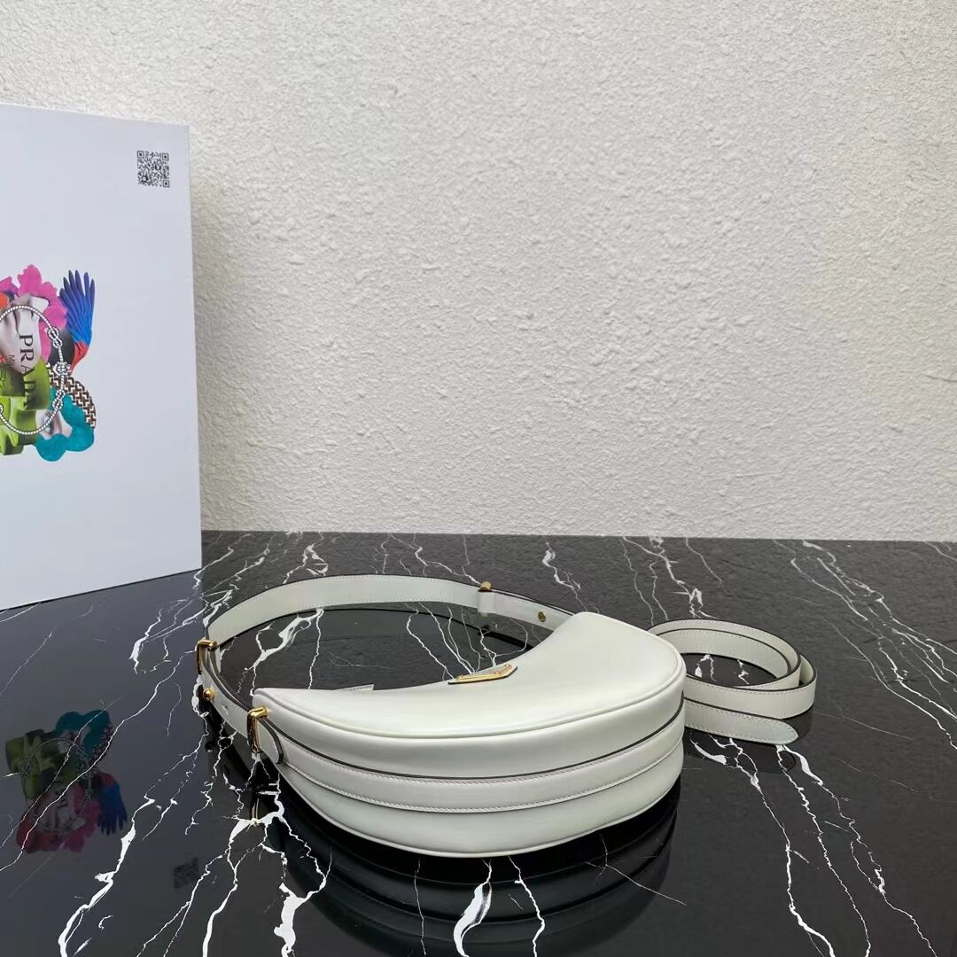 Prada leather shoulder bag 1BC194 white Prada leather shoulder bag 1BC194 white