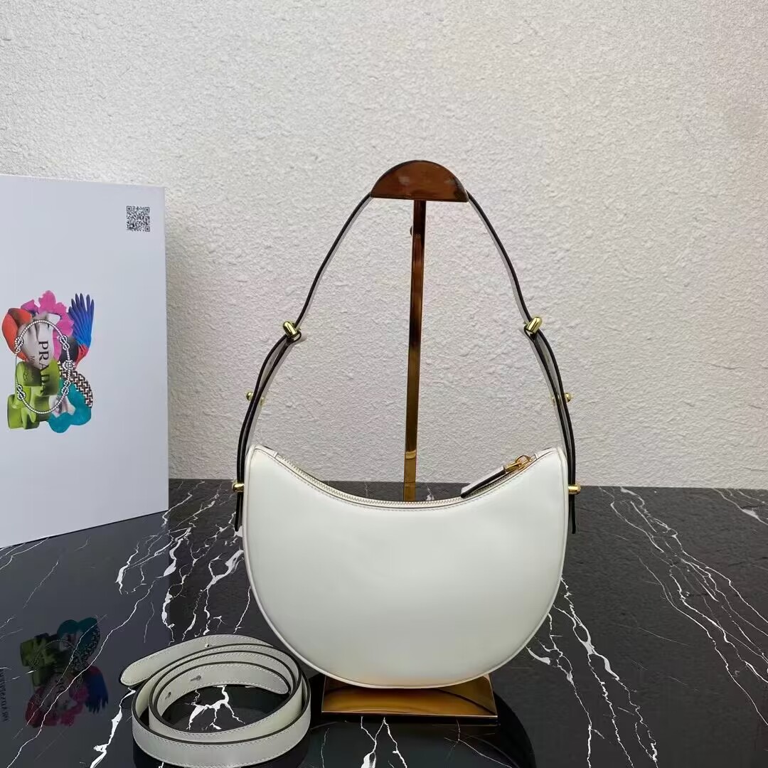 Prada leather shoulder bag 1BC194 white Prada leather shoulder bag 1BC194 white