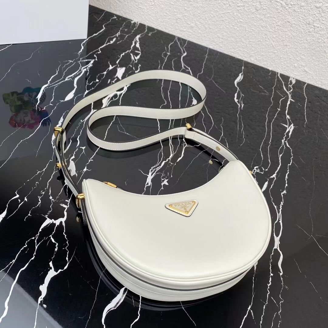 Prada leather shoulder bag 1BC194 white Prada leather shoulder bag 1BC194 white