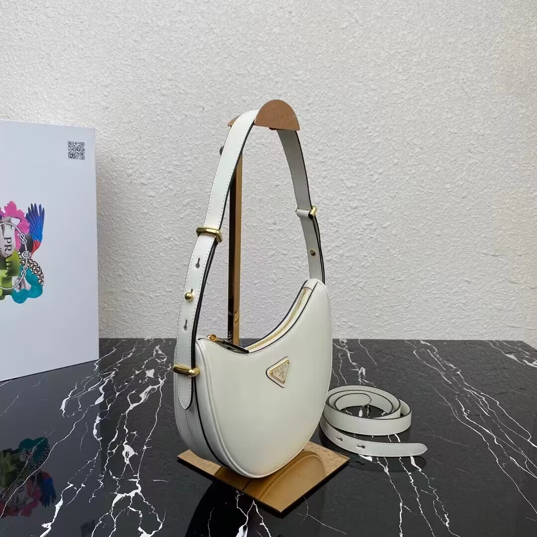 Prada leather shoulder bag 1BC194 white Prada leather shoulder bag 1BC194 white