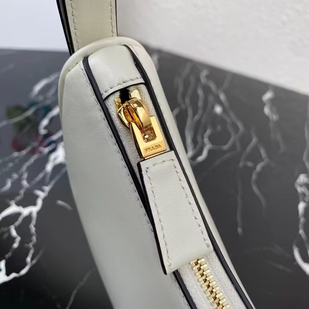 Prada leather shoulder bag 1BC194 white Prada leather shoulder bag 1BC194 white