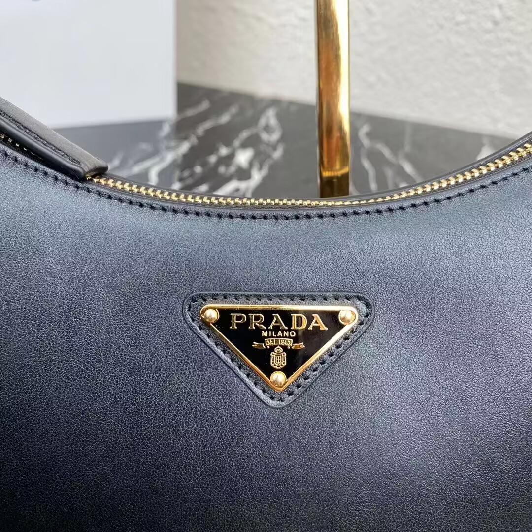 Prada leather shoulder bag 1BC194 black Prada leather shoulder bag 1BC194 black