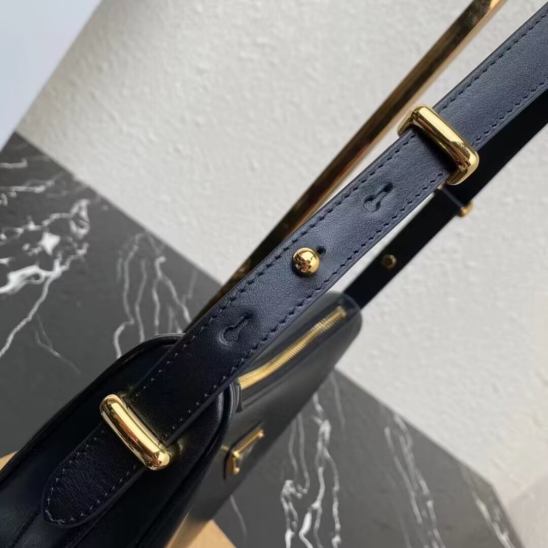 Prada leather shoulder bag 1BC194 black Prada leather shoulder bag 1BC194 black