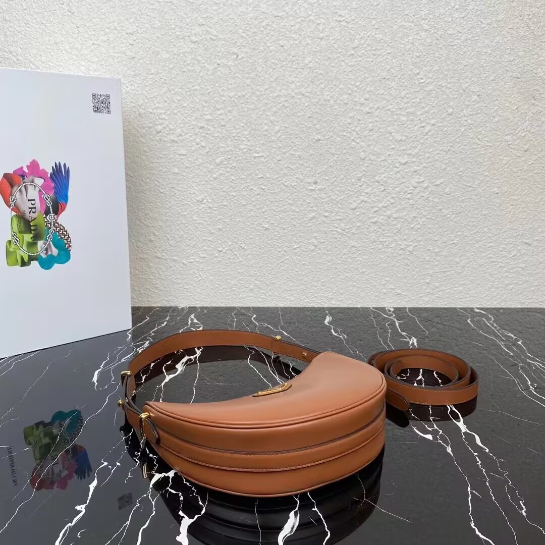 Prada leather shoulder bag 1BC194 brown Prada leather shoulder bag 1BC194 brown