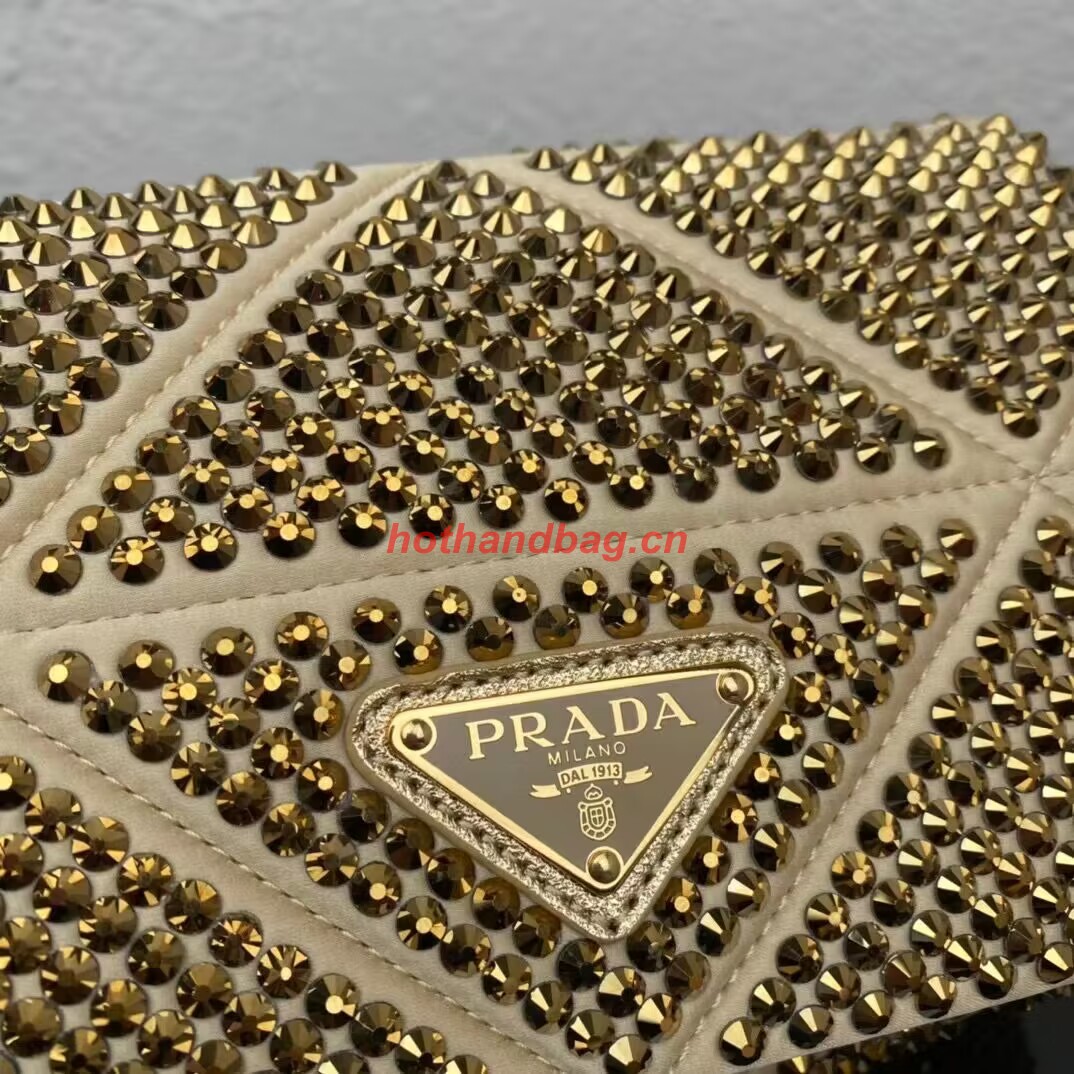 Prada Crystal-studded satin pouch 1HD339 gold Prada Crystal-studded satin pouch 1HD339 gold