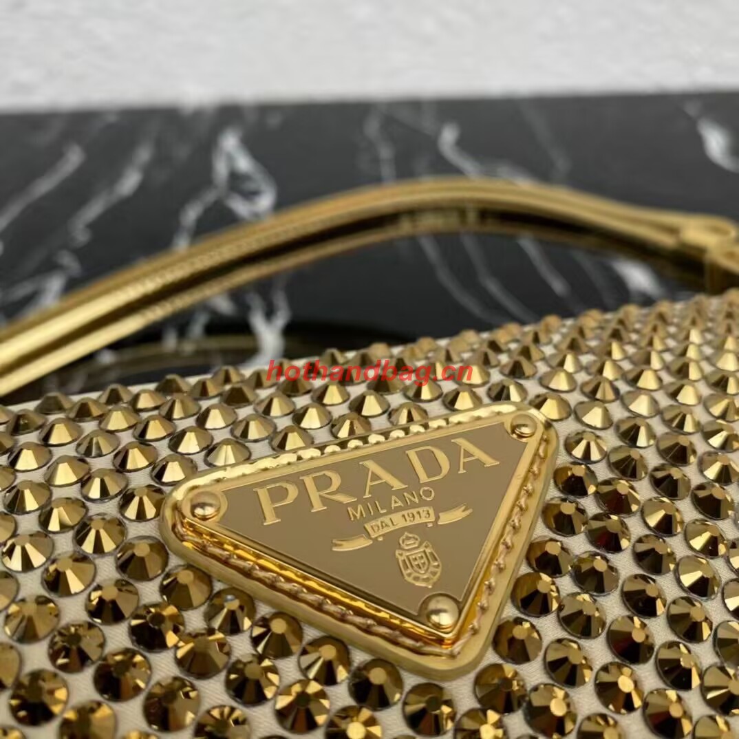 Prada Crystal-studded satin pouch 1NQ044 gold Prada Crystal-studded satin pouch 1NQ044 gold