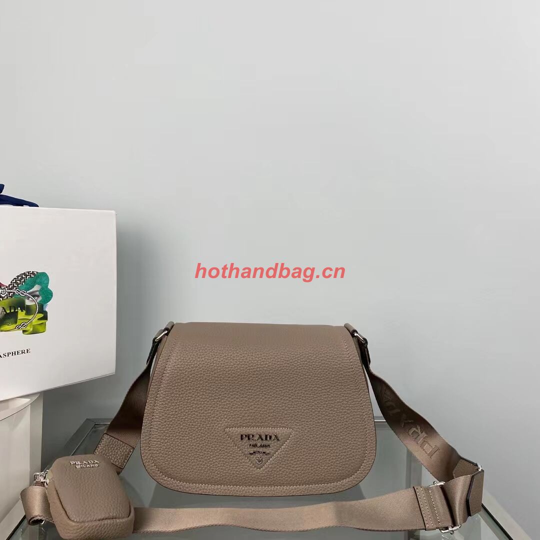 Prada Leather shoulder bag 1AD229 gray