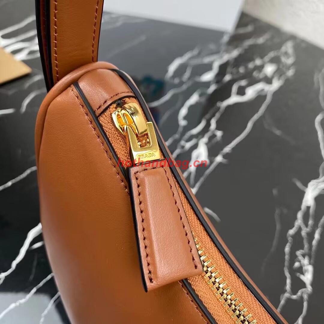 Prada leather shoulder bag 1BC194 brown Prada leather shoulder bag 1BC194 brown