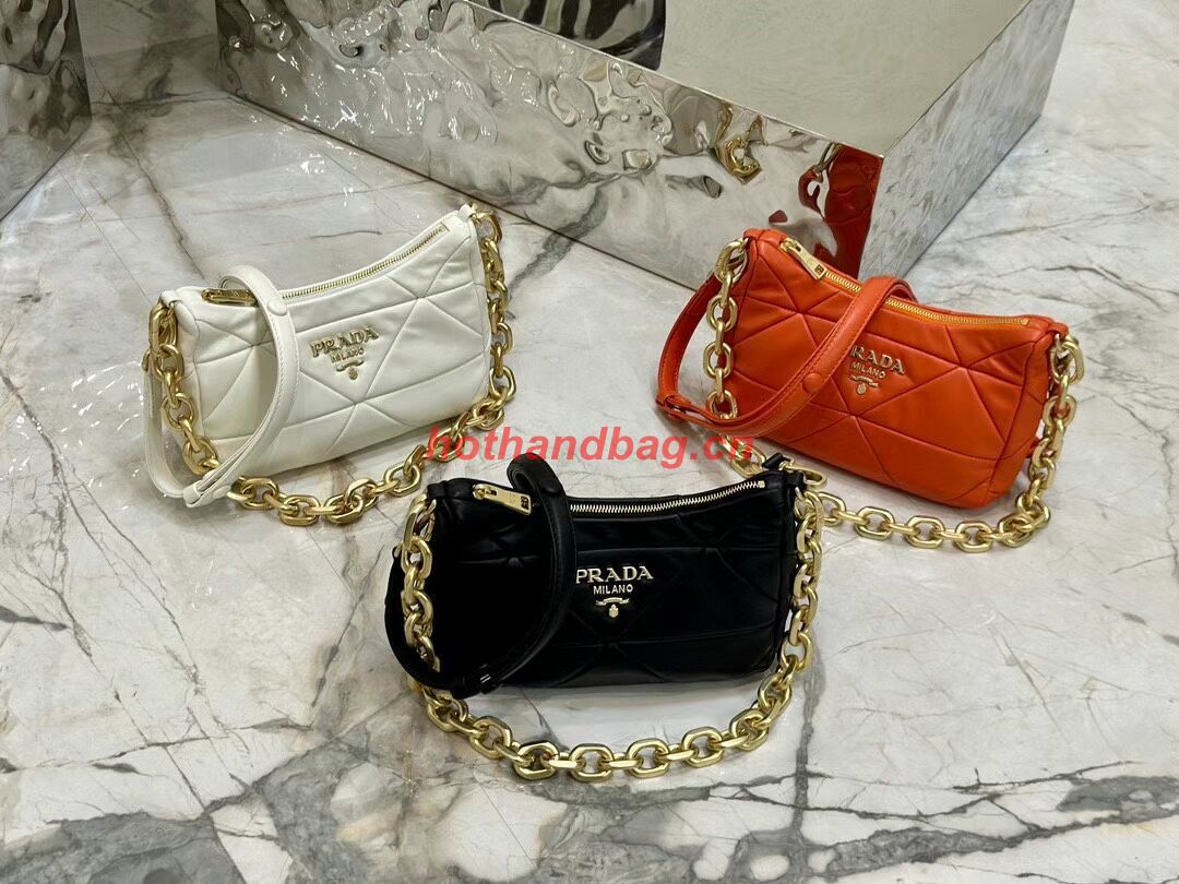 Prada leather shoulder bag 1BH117 black Prada leather shoulder bag 1BH117 black