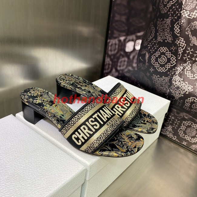 Dior DWAY HEELED SLIDE Embroidered Cotton 93278-3