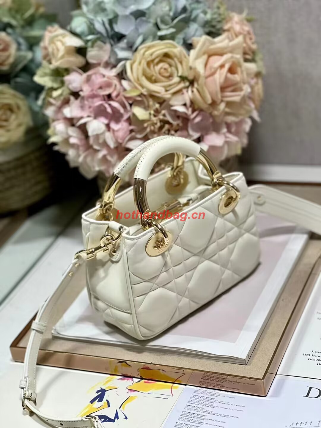 LADY DIOR TOP HANDLE SMALL BAG Cannage Lambskin C0620 Latte LADY DIOR TOP HANDLE SMALL BAG Cannage Lambskin C0620 Latte