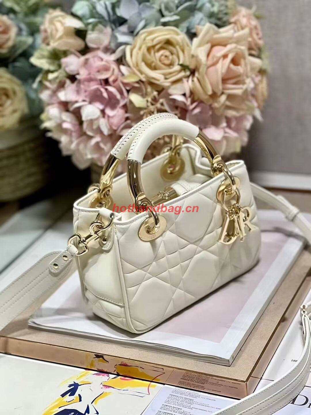 LADY DIOR TOP HANDLE SMALL BAG Cannage Lambskin C0620 Latte LADY DIOR TOP HANDLE SMALL BAG Cannage Lambskin C0620 Latte