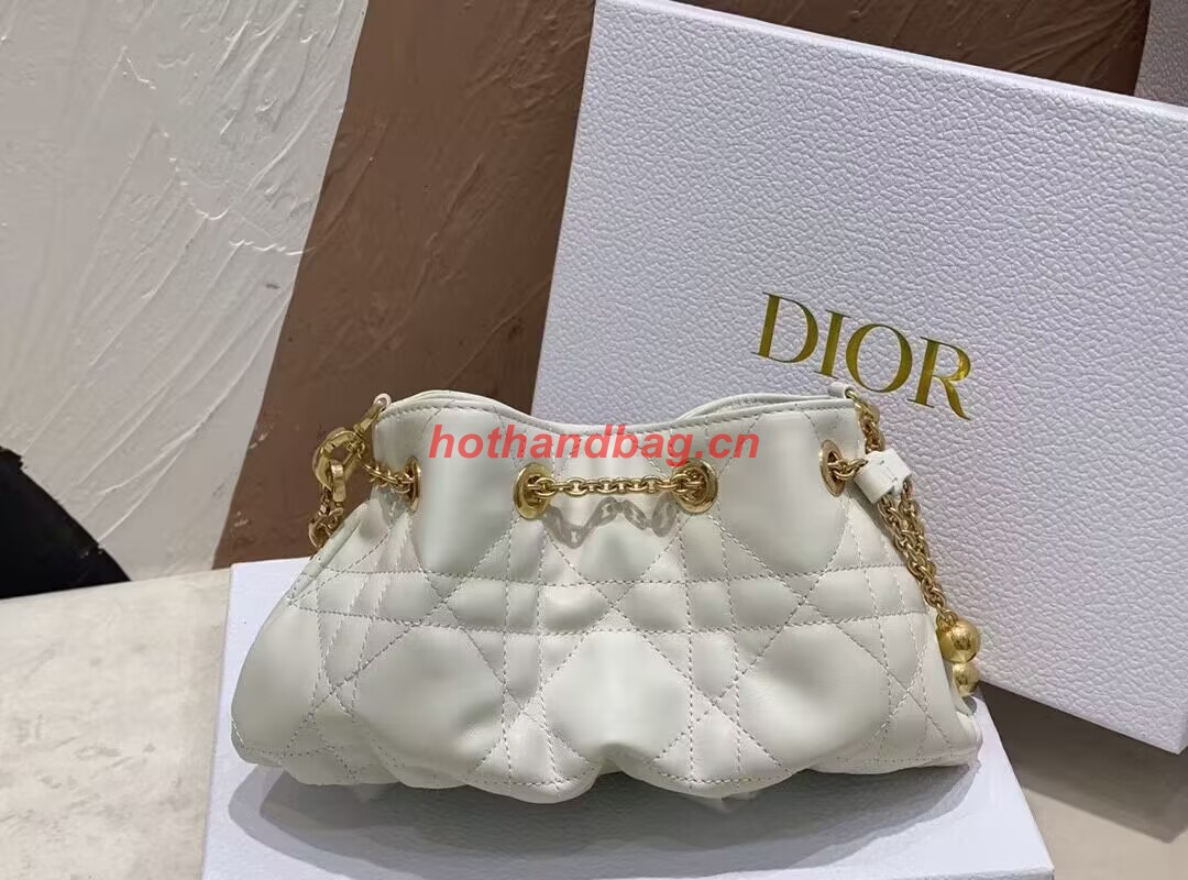 SMALL DIOR AMMI BAG Sand WHITE Supple Macrocannage Lambskin M22567F SMALL DIOR AMMI BAG Sand WHITE Supple Macrocannage Lambskin M22567F