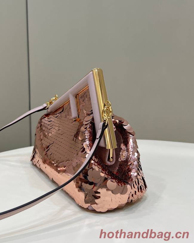 Fendi First Small sequinned bag 8BP129 pink