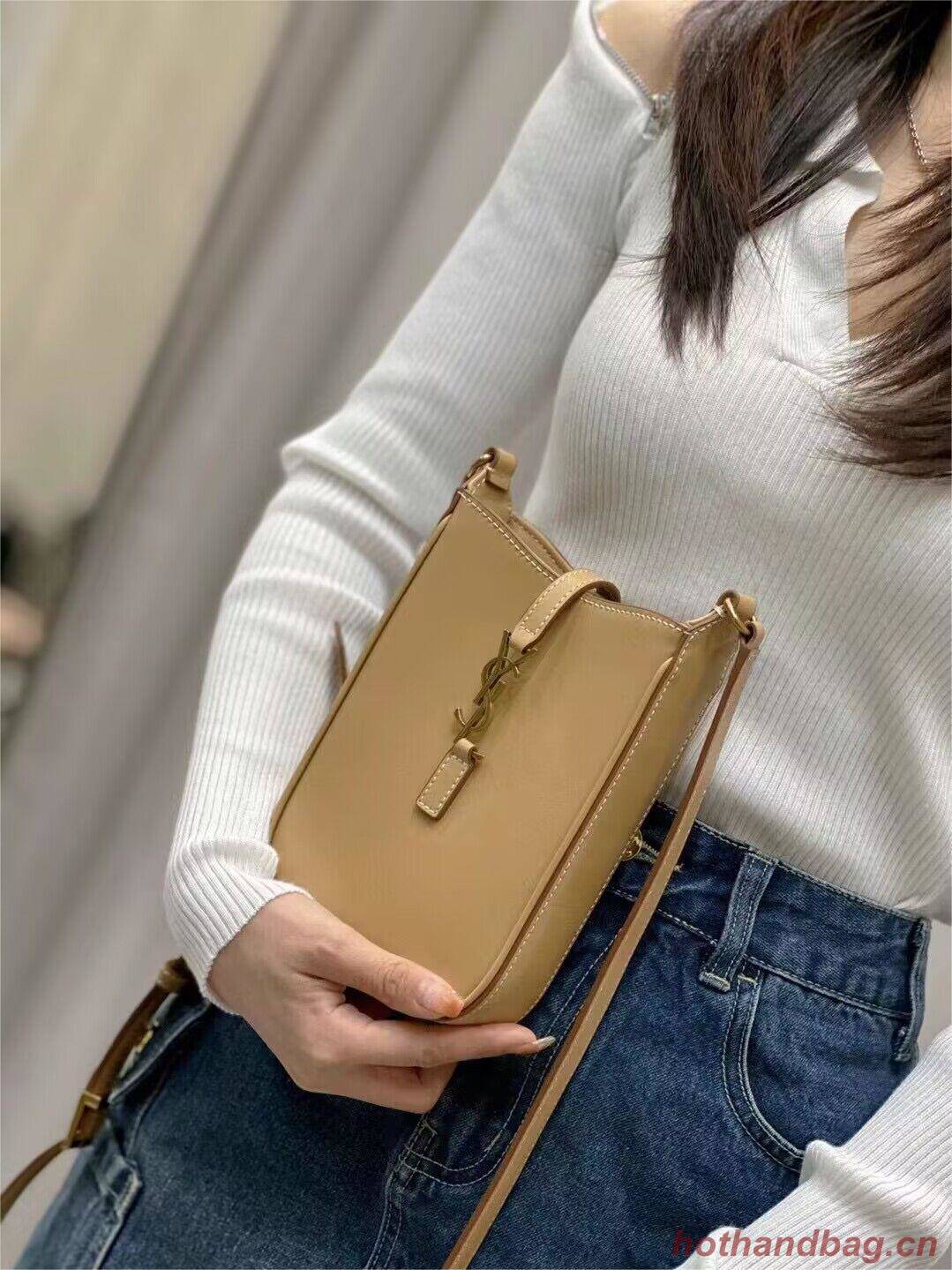 SAINT LAURENT LE 5 A 7 MINI VERTICAL IN SHINY LEATHER 7352142 BROWN GOLD SAINT LAURENT LE 5 A 7 MINI VERTICAL IN SHINY LEATHER 7352142 BROWN GOLD