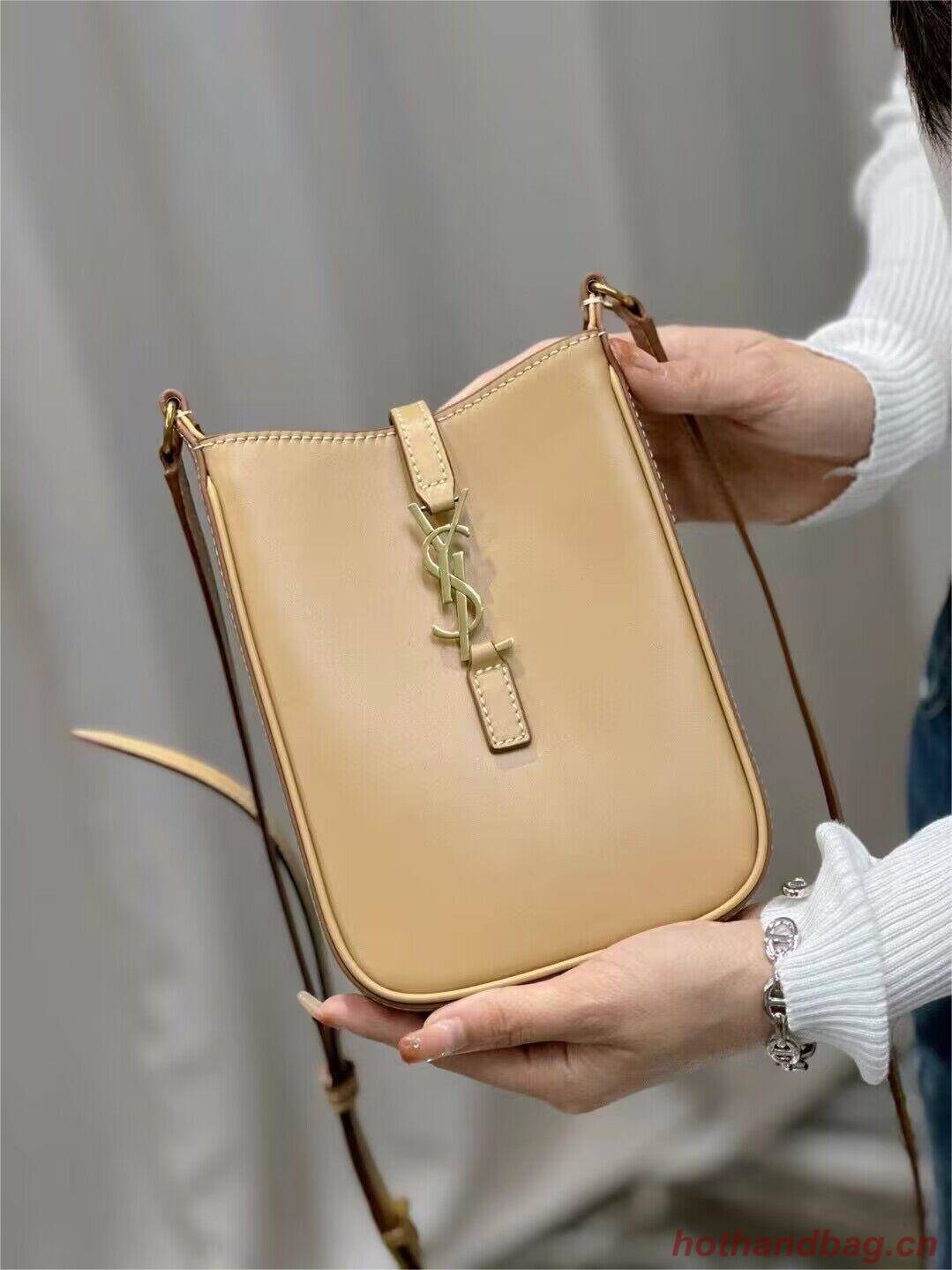 SAINT LAURENT LE 5 A 7 MINI VERTICAL IN SHINY LEATHER 7352142 BROWN GOLD SAINT LAURENT LE 5 A 7 MINI VERTICAL IN SHINY LEATHER 7352142 BROWN GOLD