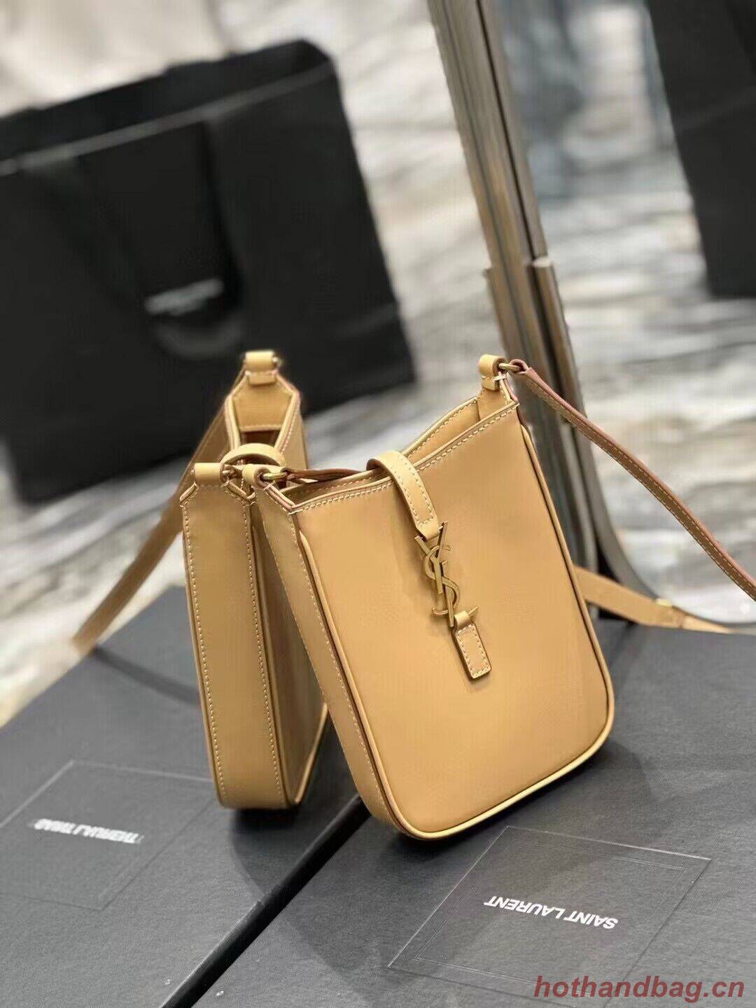 SAINT LAURENT LE 5 A 7 MINI VERTICAL IN SHINY LEATHER 7352142 BROWN GOLD SAINT LAURENT LE 5 A 7 MINI VERTICAL IN SHINY LEATHER 7352142 BROWN GOLD