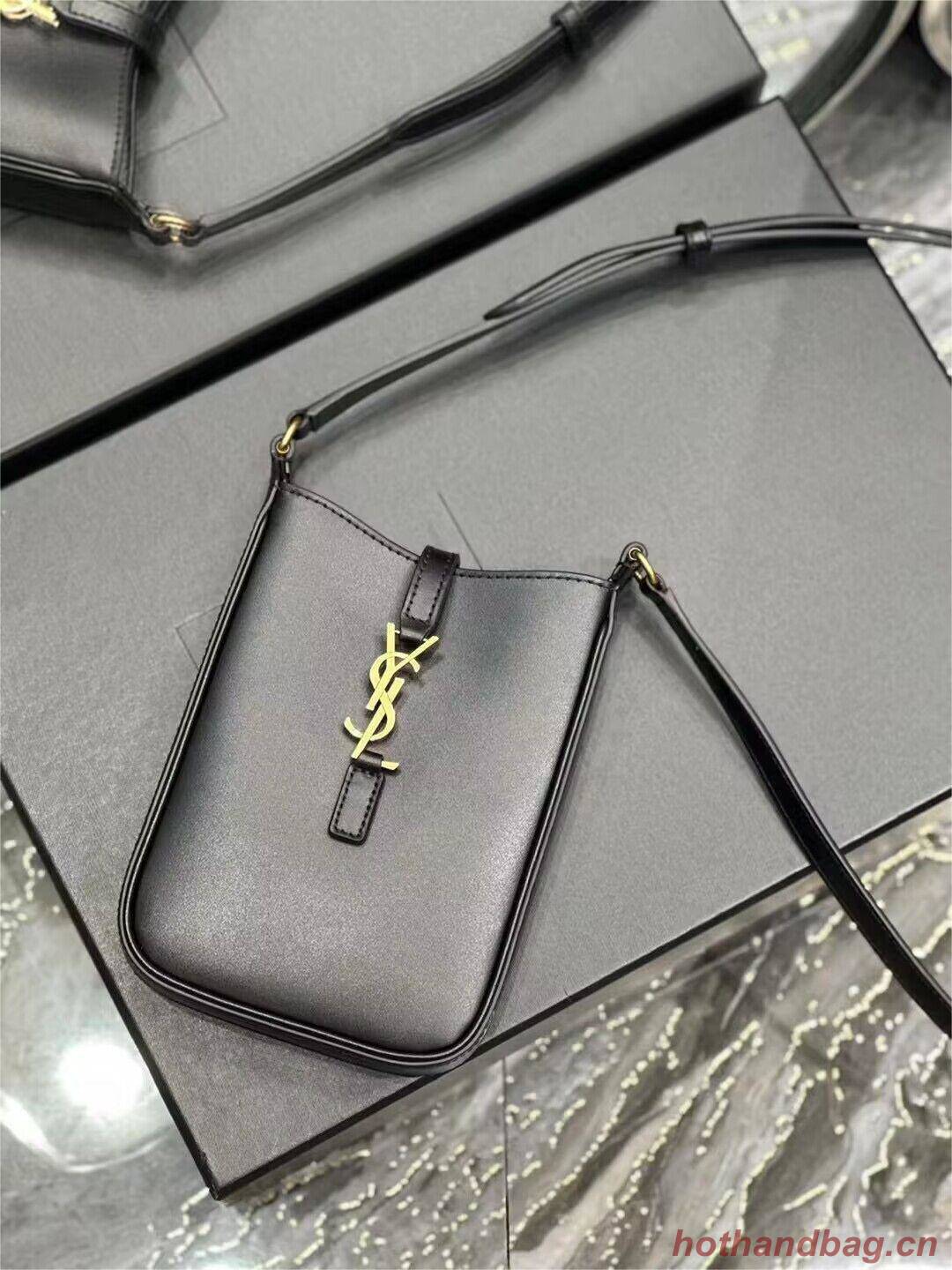 SAINT LAURENT LE 5 A 7 MINI VERTICAL IN SHINY LEATHER 7352142 black SAINT LAURENT LE 5 A 7 MINI VERTICAL IN SHINY LEATHER 7352142 black