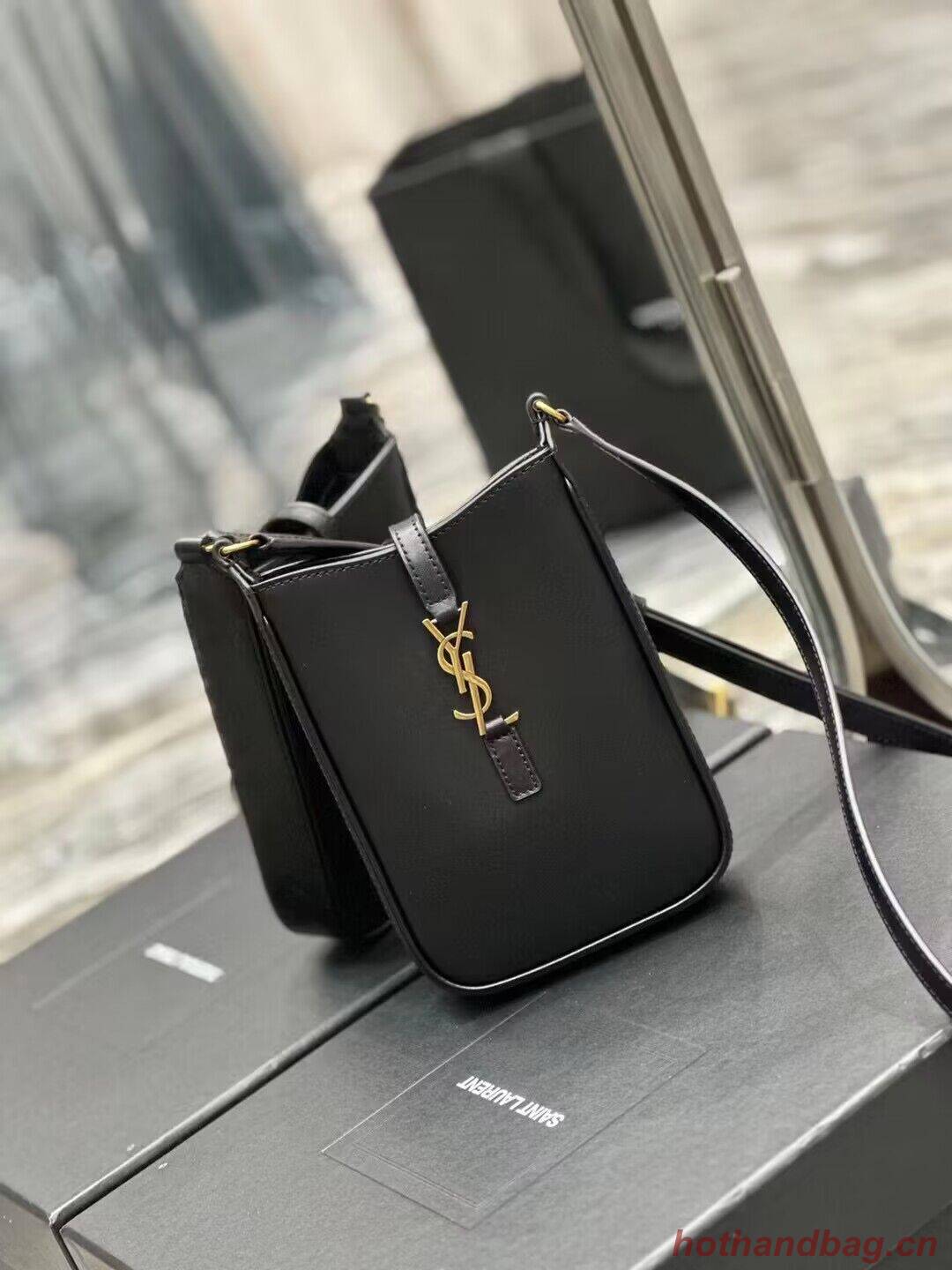 SAINT LAURENT LE 5 A 7 MINI VERTICAL IN SHINY LEATHER 7352142 black SAINT LAURENT LE 5 A 7 MINI VERTICAL IN SHINY LEATHER 7352142 black